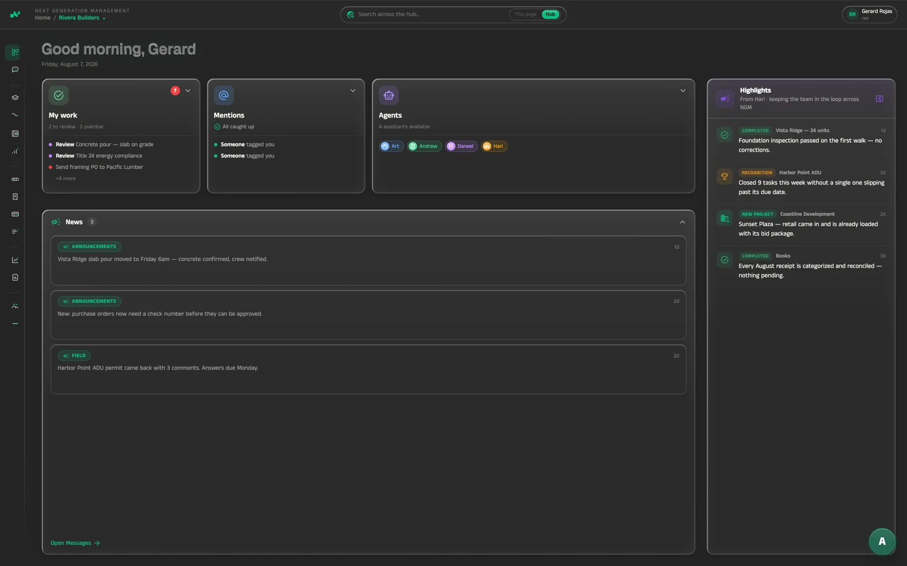 NGM Hub — Dashboard